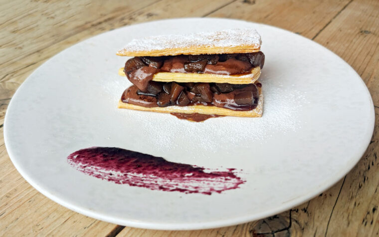 Pear and Chocolate Mille Feuille at Salut!
