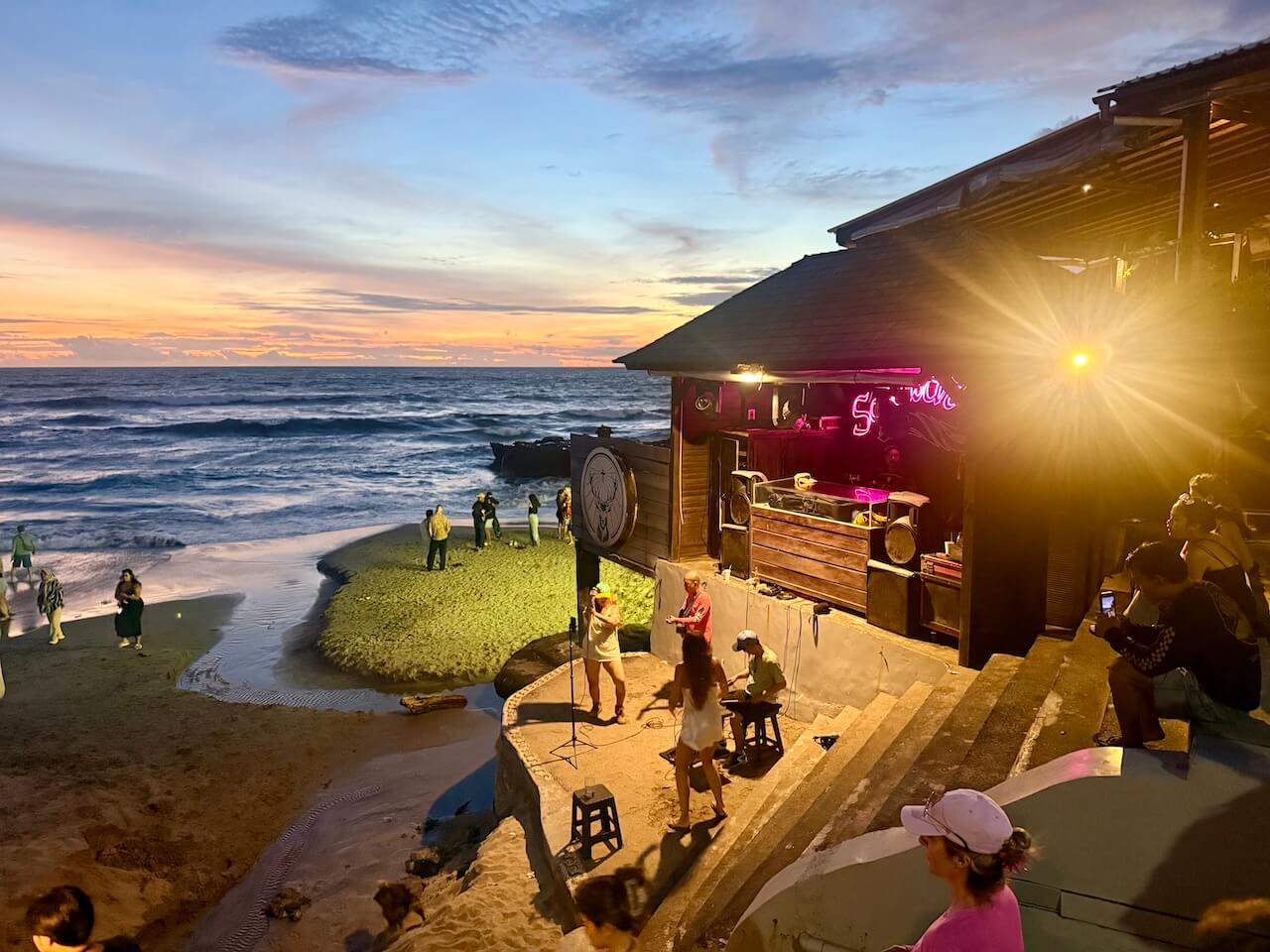 Sunset & live music on Batu Bolong Beach