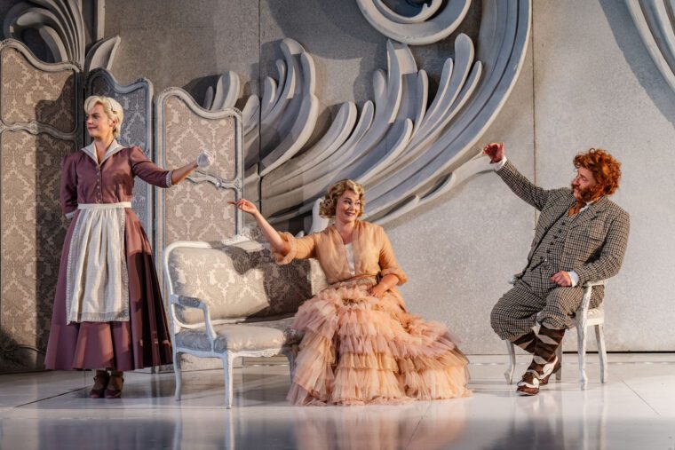 Der Rosenkavalier, Garsington Opera. the Marschallin with Marianel and Baron Ochs