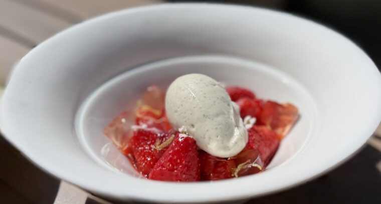 Orrery Terrace Gariguette strawberries with cheesecake ice cream