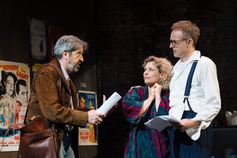 Rolf Saxon (Director) MyAnna Buring (She) and Patrick Kennedy (He) in Stage Kiss. Credit: Helen Murray
