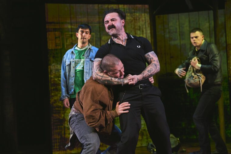 Trainspotting - Finlay Paul (Tommy, Lewis Kidd (Renton) Frankie O’Connor (Franco Begbie) Kieran Andrew (Spud) - Credit Matt Crockett