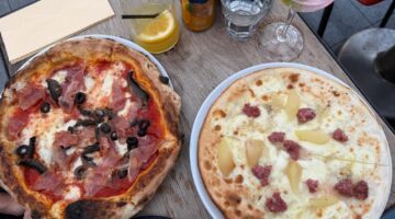 Neapolitan-style and gluten-free bianca pizza served at ALFI, Spitalfields
