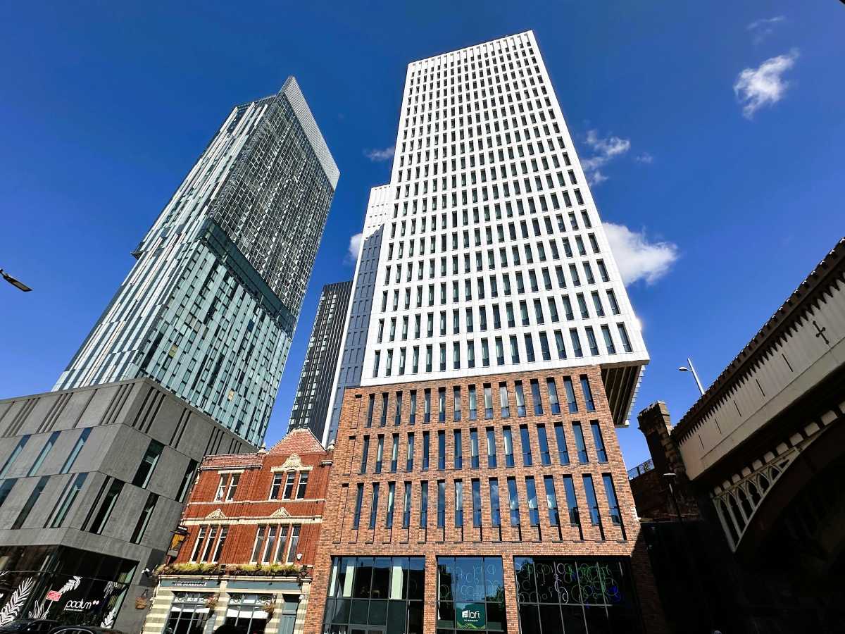 Aloft By Marriott Manchester is surrounded by Deansgate buildings both modern and Victorian