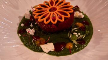 Beetroot and goats cheese dumpling