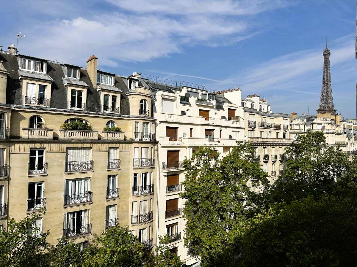 View of the Eiffel Tower from room at La Bourdonais