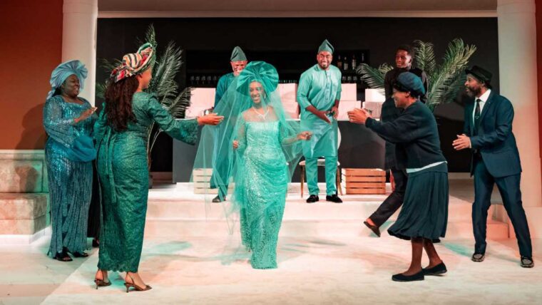 11. Centre - Sara Mokonen (Adanna) and cast (c) Mark Senior in Tartuffe (Remixed)