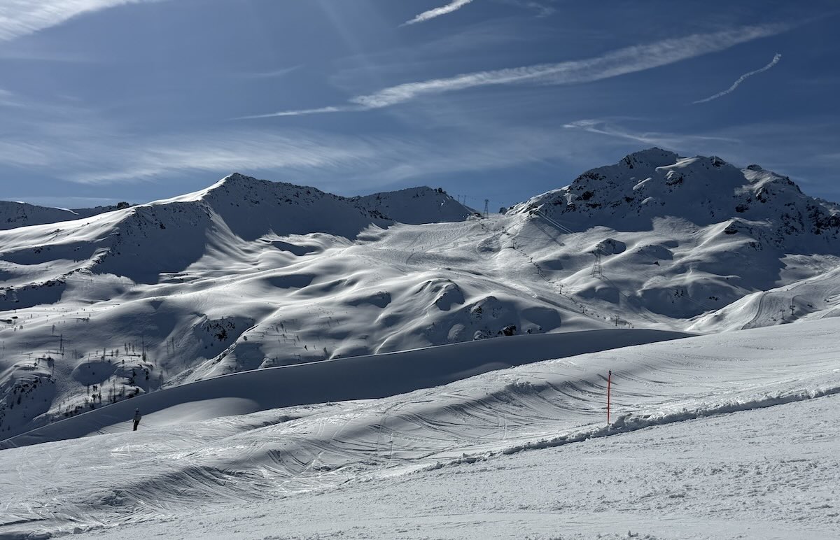 View of Parsenn mountains on a short ski break in Davos Klosters
