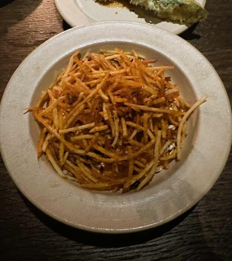 KID restaurant smoked aubergine with garlic yoghurt and crispy grains