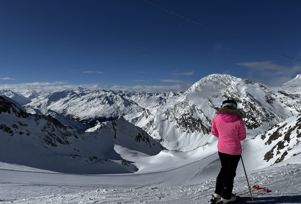 View of mountain peaks Stubai Glacier