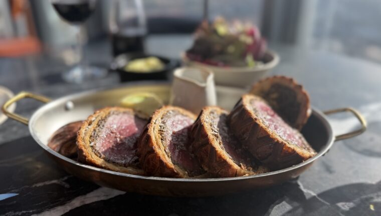 Beef Wellington in the dish at Bread Street Kitchen