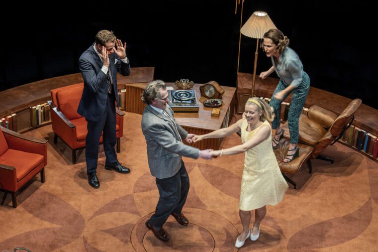 Cast of Who's Afraid of Virginia Woolf dancing 2 - sohoplace - Credit Johan Persson