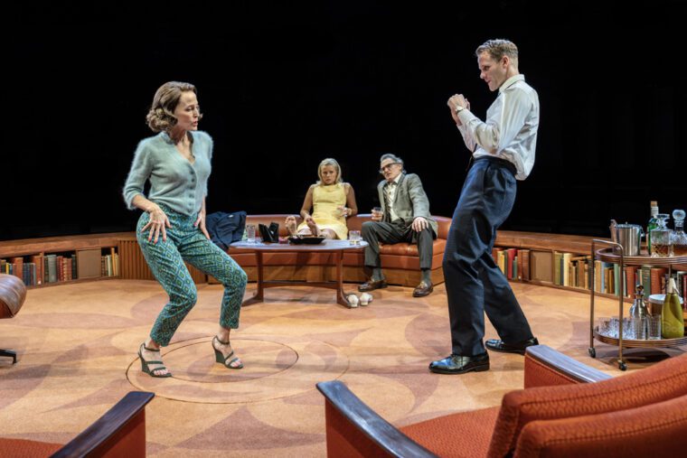 Cast of Who's Afraid of Virginia Woolf dancing - sohoplace - Credit Johan Persson