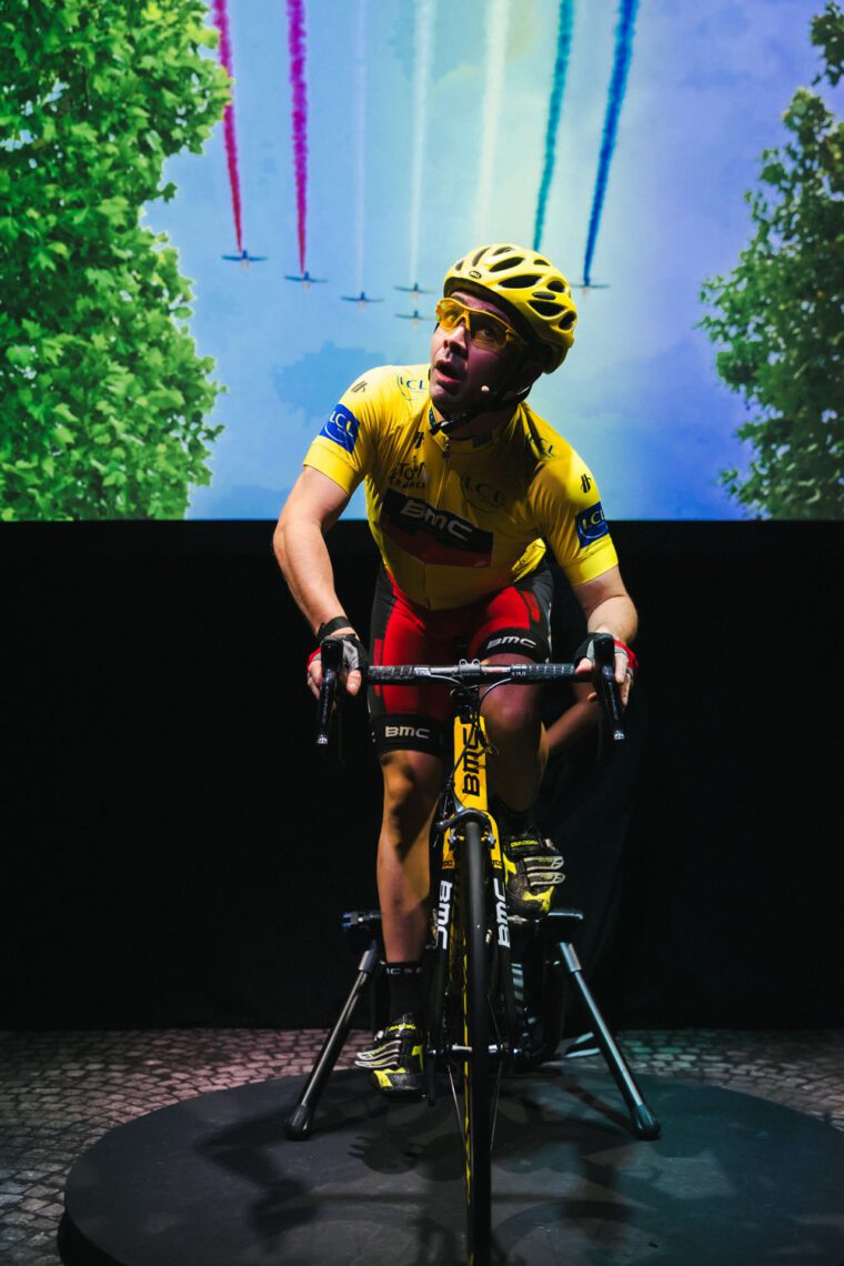 Connor Delves in Cadel Tour de France plames projection - credit Kyle Dax Smith