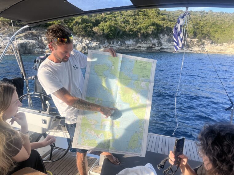 Erik the skipper explains the route 