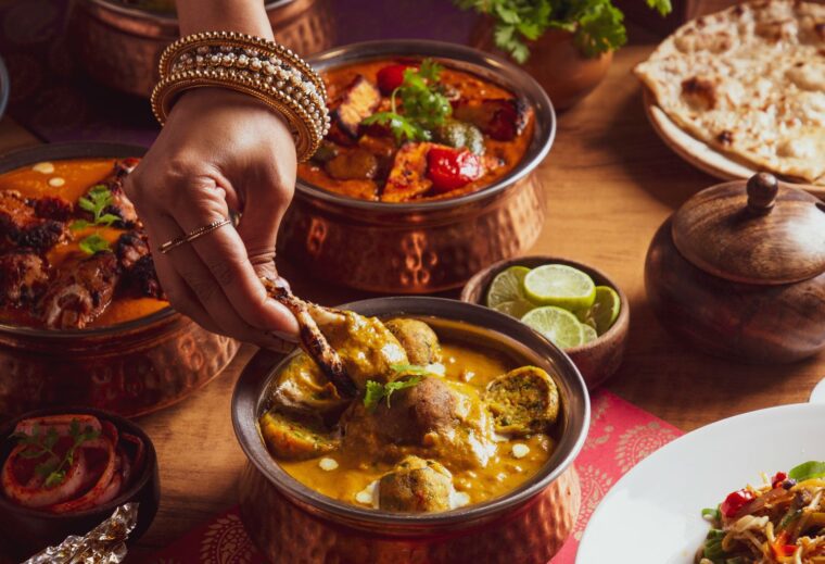Classic Balti style dishes in an Indian restaurant