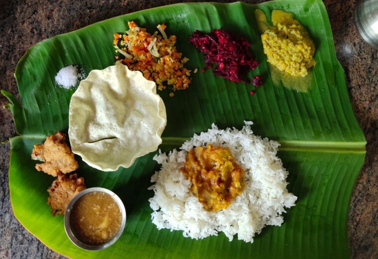 A typical south indian restaurant meal
